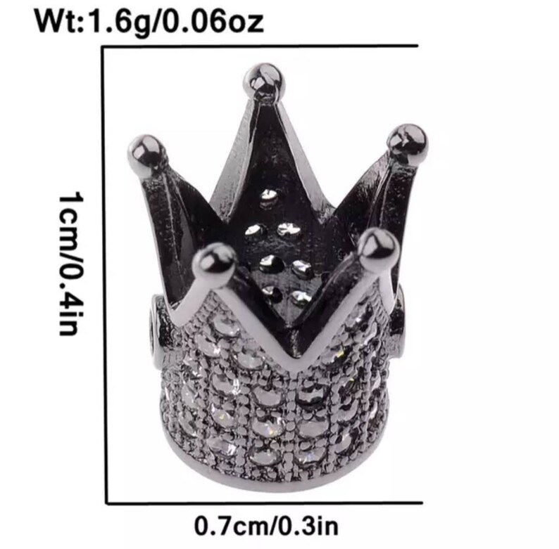Gold plated micro pave cubic zirconia crown charm 10 mm crown beads crown pave beads crown charm crown beads charm