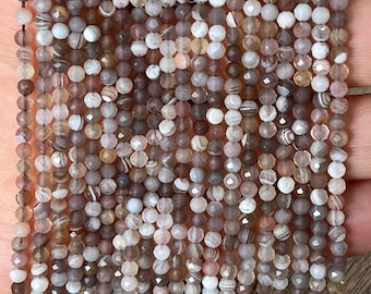 Faceted Botswana Agate Beads: Small Gemstone Strand (15")