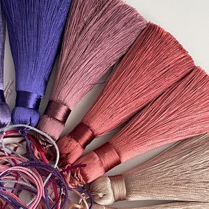 Handmade fine threads tassels, High quality tassels with cord, 8cm silky tassels, Mala tassels, cushion tassels, 8cm rayon silk tassels image 7