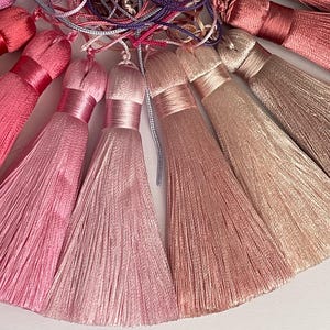 Handmade fine threads tassels, High quality tassels with cord, 8cm silky tassels, Mala tassels, cushion tassels, 8cm rayon silk tassels image 8