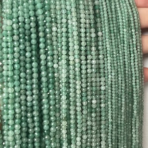 Small Faceted Green Aventurine beads, Small Gemstone Beads, 2mm, 3mm, 4mm Aventurine Beads