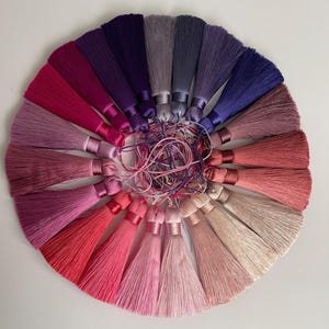 Handmade fine threads tassels, High quality tassels with cord, 8cm silky tassels, Mala tassels, cushion tassels, 8cm rayon silk tassels image 6