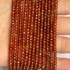 Natural Gemstone 3x4mm Faceted Rondelle Beads, Rondelle Faceted Orange Garnet beads