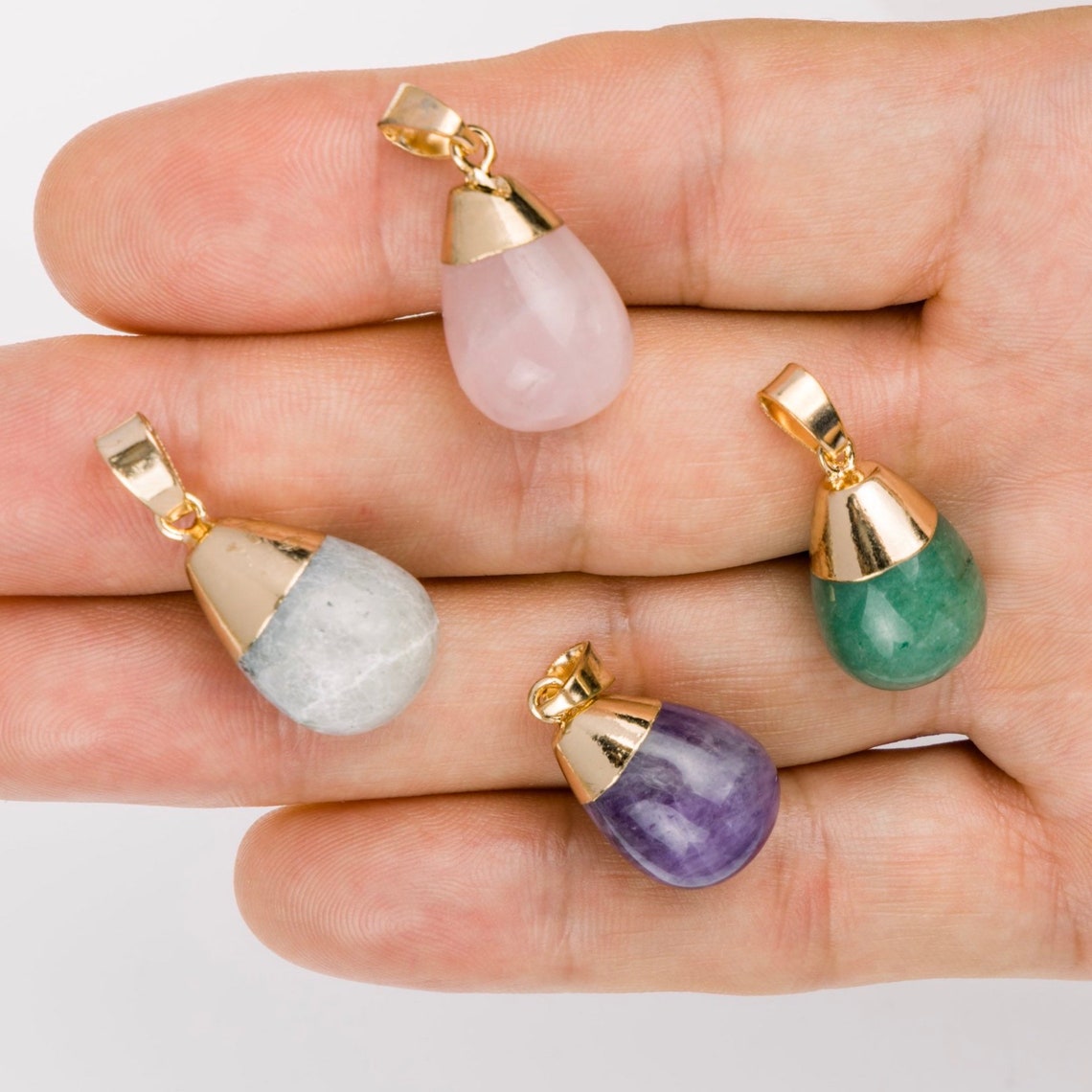 Drop Gemstone Pendant Gemstone Charm Crystal Gemstone Charm Etsy UK