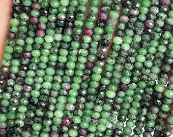 Faceted Ruby Zoisite Rondelle Beads: Natural Gemstone Strand (3x4mm)