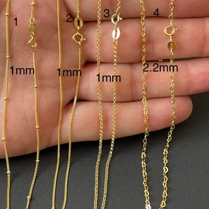 925 Sterling Silver Gold Chain, Gold Chain Necklace, 40cm 45cm Chain ...
