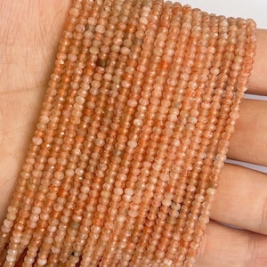Natural Gemstone 2*3mm Faceted Rondelle Beads, Rondelle Faceted Sunstone beads