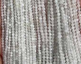 Small Faceted Moonstone beads, Small Gemstone Beads, 2mm, 3mm, 4mm Moonstone beads, 1 strand 15”