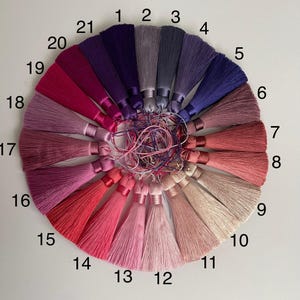 Handmade fine threads tassels, High quality tassels with cord, 8cm silky tassels, Mala tassels, cushion tassels, 8cm rayon silk tassels image 2