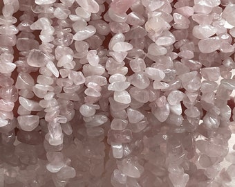 Rose Quartz Chip Beads approx 5-8mm, Gemstone Chip beads, Chip Beads, Rose Quartz beads 1 strand 32”