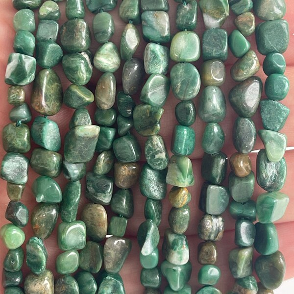 Perles de pépite de jade africain, perles de pépite de pierres précieuses, perles de cristal, petites perles de pépite, perles de jade africaines 1 brin 16"