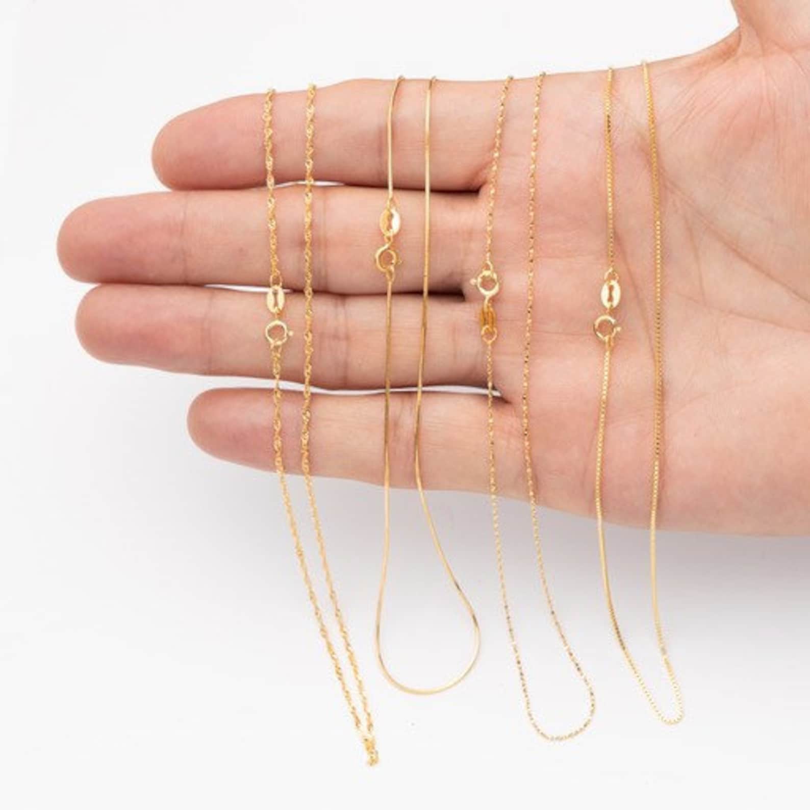 0.7mm 925 Sterling Silver Gold Chain Gold Chain Necklace 40 Etsy