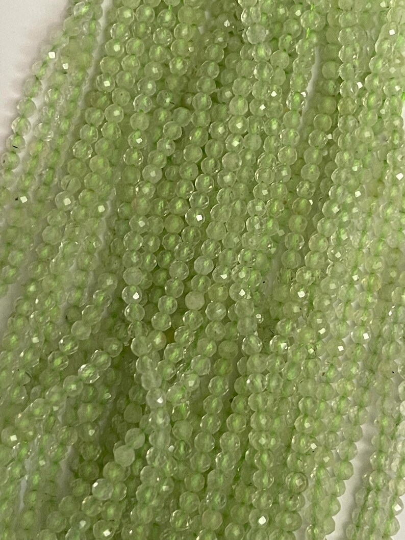 Faceted Prehnite Beads, Small Gemstone beads 1 Strand (15 inch) image 2