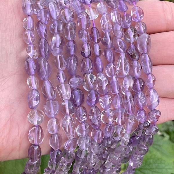 Light Amethyst Nugget Beads, Gemstone Nugget beads, Crystal Beads, small Nugget beads, Light Amethyst Beads 1 strand 16”