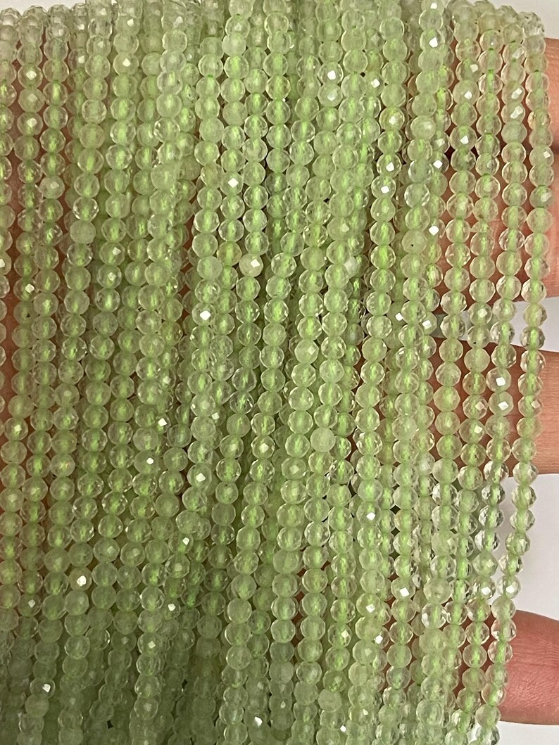 Faceted Prehnite Beads, Small Gemstone beads 1 Strand (15 inch) image 5