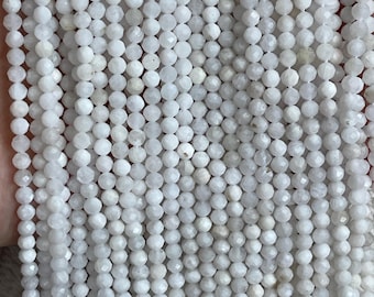 Pequeñas cuentas de piedra lunar facetadas, pequeñas cuentas de piedras preciosas, 2 mm, 3 mm, 4 mm, 1 tira de 15”