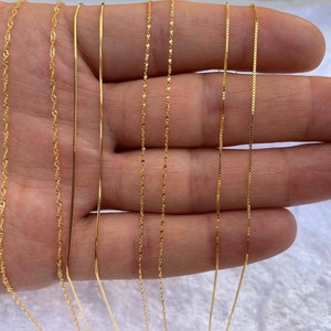 0.7mm 925 sterling silver gold chain, gold chain necklace, 40 cm chain, 45cm chain, ready to use chain, dainty chain