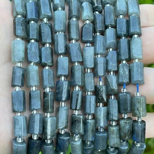 8*11mm Cylinder Tube beads, Grey Labradorite Beads, Grey Labradorite Beads, Gemstone beads, Stone Beads, 1 strand 15”