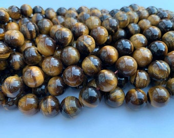 Tiger eye beads, beads, round beads, grade AA tiger eye beads. Gemstone beads, mala beads, 6mm 8mm 10mm beads