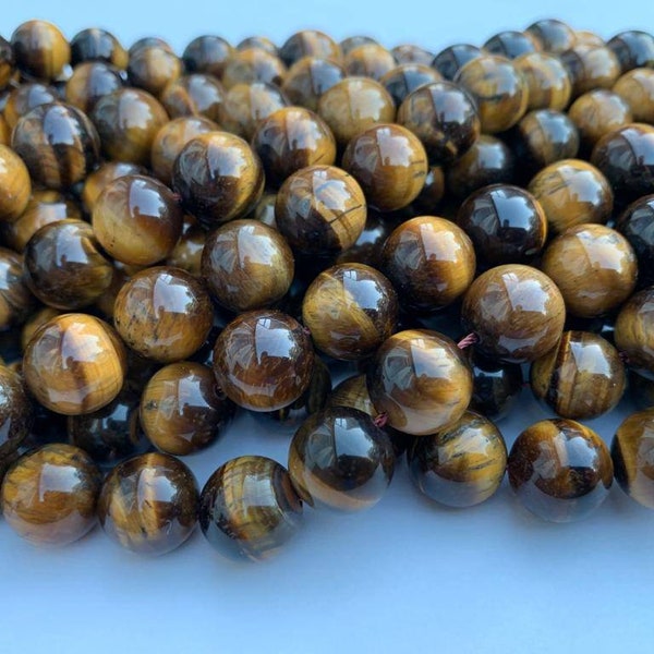 Tiger eye beads, beads, round beads, grade AA tiger eye beads. Gemstone beads, mala beads, 6mm 8mm 10mm beads