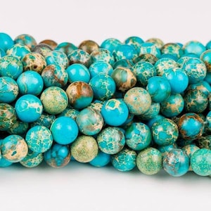 Aqua blue African sediment jasper beads,  gemstone beads, beads, round beads, mala beads,  1 strand 15&quot;, 6mm, 8mm, 10mm, 12mm