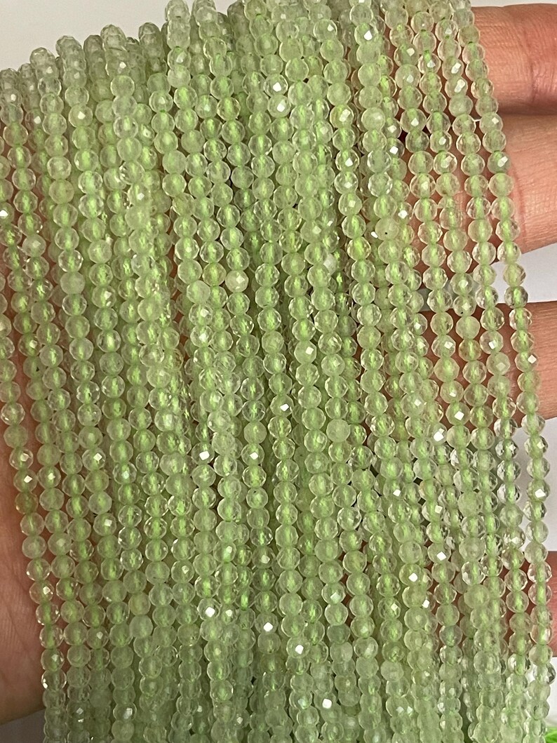 Faceted Prehnite Beads, Small Gemstone beads 1 Strand (15 inch) image 3