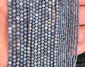 Petites perles de corail bleu facettées, petites pierres précieuses, 2 mm, 3 mm, 4 mm, 1 fil 15"