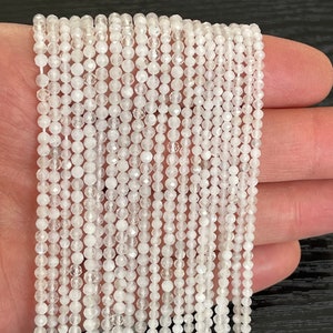 Small Faceted Moonstone beads, Small Gemstone Beads, 2mm, 3mm, 4mm Moonstone beads, 1 strand 15”