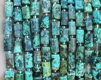 8*11mm Cylinder Tube beads, African Turquoise Beads, African Turquoise Beads, Gemstone beads, Stone Beads, 1 strand 15”