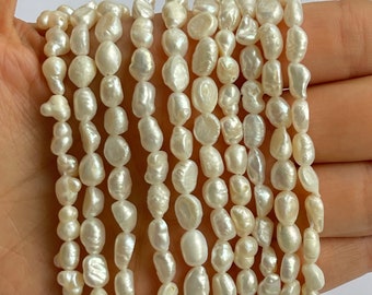 Perles nacrées, perles nacrées de forme irrégulière 1 brin 40+ perles