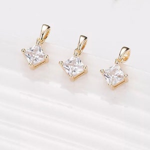 14k Gold plated Cubic zirconia Charm, micro pave charm, dainty pendant Charm, Charm for Necklace, Jewellery making supplies