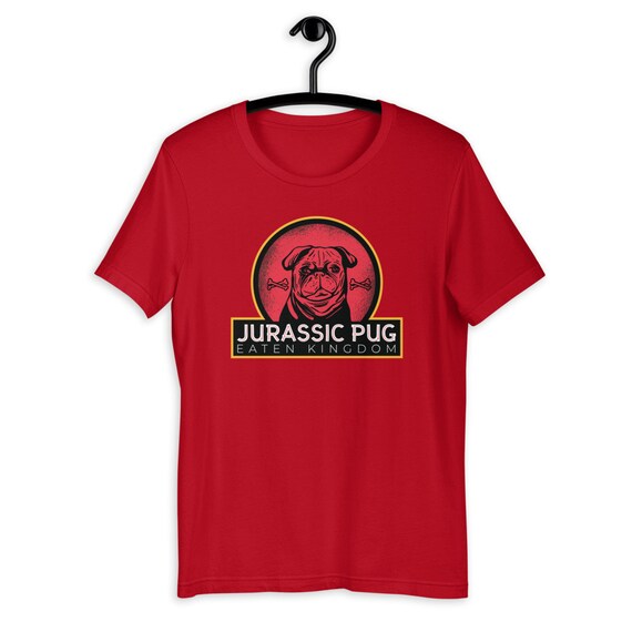 Funny Pug Dog T Shirt Jurassic Park 