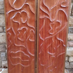 Abstract African Bubinga Wall Art on Walnut Frame