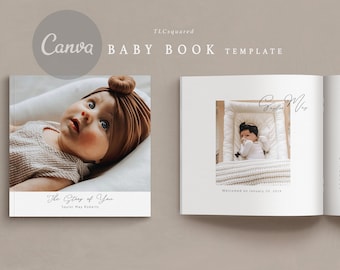 Sjabloon voor babyboeken | eBook-sjabloon | Canva-sjabloon Online | Modern babyboek | Afdrukbaar babyboek | Canva-app | Babyboek voor het eerste jaar