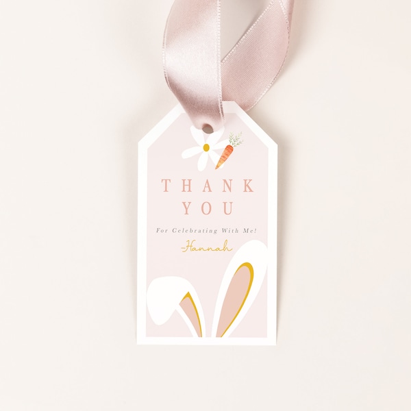 Bunny Ears Birthday Tags, Easter Favor Tags, Party Favor Tags, Bunny Invitation, First Birthday, Bunny Birthday