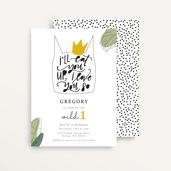 Wild Thing Birthday Invitation, Wild Things, Rumpus, The Wild One Birthday