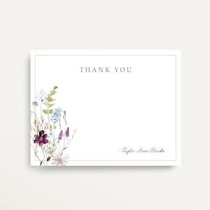 Wildflower Thank You Cards Girl, Baby Thank You Notes, Personalized Baby Stationery / Stationnaire, Fleurs de fleurs, Petite Fille, PÉPINIÈRE FLORALE