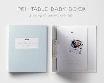 Baby Book - Printable Baby Book Pages - Baby Memory Book - Baby Book First Year - Baby Milestone Book - INSTANT DOWNLOAD, Nautical Theme