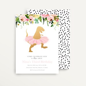 Dinosaurs Birthday Invitation Girl Dino Theme Instant Download Editable File Printable DIY File