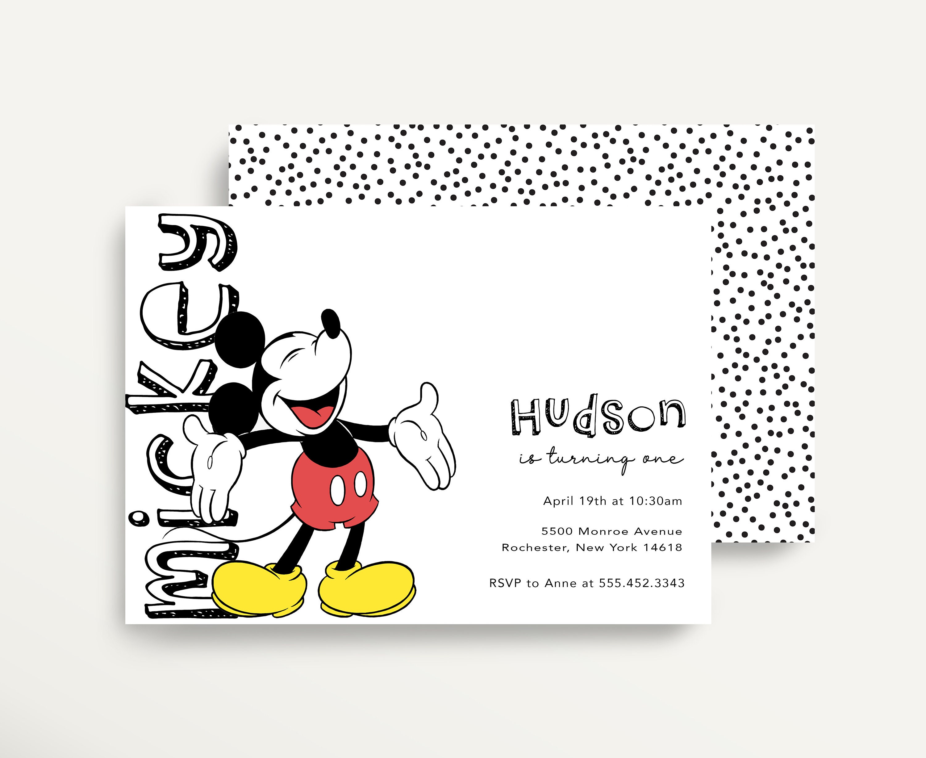 Mickey Mouse Invitation Printable Mickey Invitation Modern Etsy