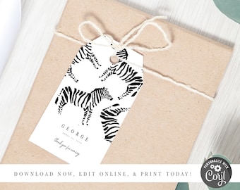 Party Tiere Favor Tags, Wild One Animals Thank you Tags Safari Tiere Zoo Geburtstag Wild Time Geschenkanhänger Zoo Editierbare Vorlage