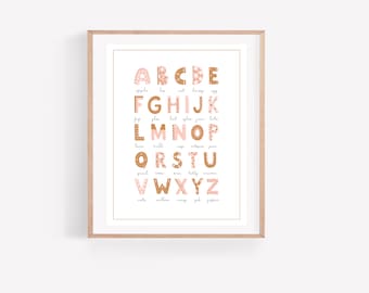 Alphabet Poster Printable Wall Art ABC Poster Alphabet Print Kids Wall Art Boho Nursery Decor Playroom Wall Art Digital Print