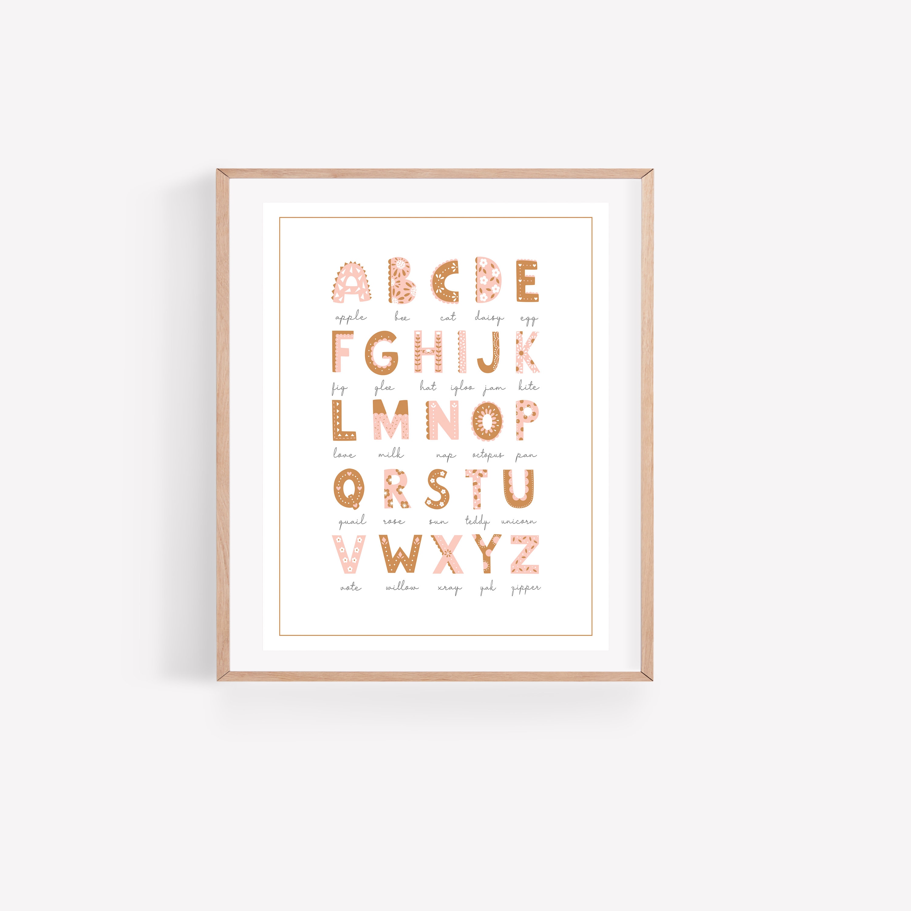 Alphabet Poster Printable Wall Art ABC Poster Alphabet Print Kids Wall ...