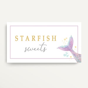 Mermaid Birthday Place Card, Mermaid Food Tent, Modern Mermaid Invitation, Mermaid Pastels, Mermaid Tail Name Card, Instant Download