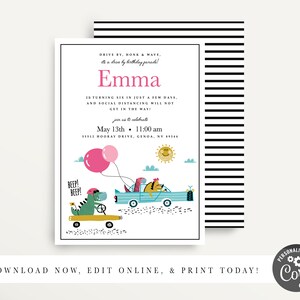 Drive By Birthday Parade Invitation Girl - Digital Invitation | Parade Birthday | Drive By Birthday Party | Parade Invitation |