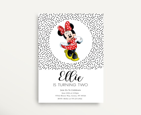 Minnie Mouse Invitation Printable Minnie Invitation Modern | Etsy