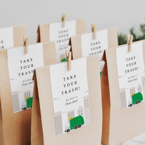 Trash Truck Birthday Tags, Trash Favor Tags, First Birthday, Garbage Truck Party, Party Favor Tags, Corjl