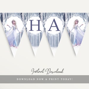 Frozen 2 Birthday Banner, Frozen 2 Birthday Invitation, Frozen II Party Decor, Frozen 2 Instant Download, Elsa Frozen Invitation, Banner
