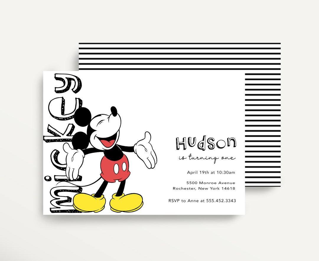 Mickey Mouse Invitation, Printable Mickey Invitation, Modern Mickey ...