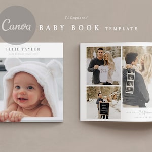 Baby Buch Vorlage | eBook Vorlage | Canva Vorlage | Modernes Babybuch | Babybuch zum Ausdrucken | Erstes Jahr Babybuch | Blüte | Leinwand